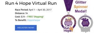 Going on NOW Through April 30 Run4Hope 5K VIRTUAL Run