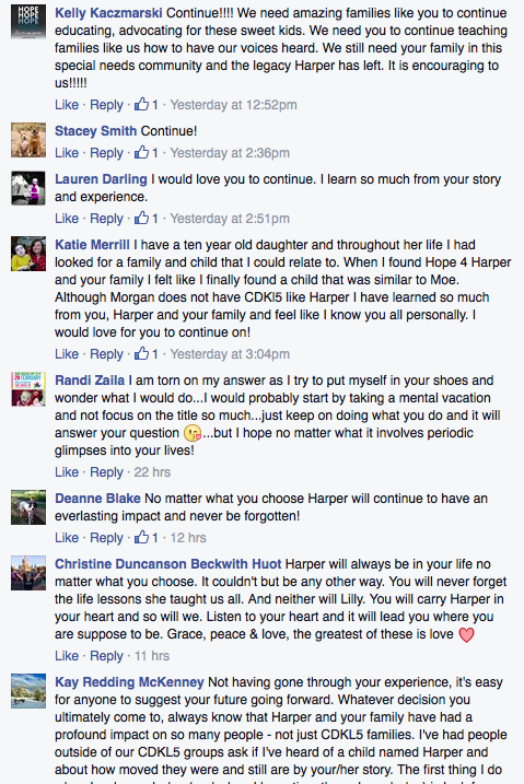 Harper Story Facebook Responses