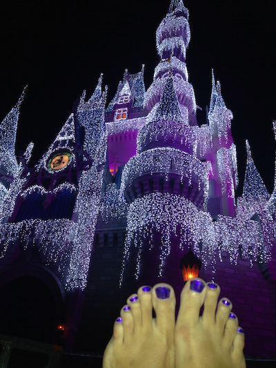 The most fantastic purple toe shot of 2014 from Harper and Lily's friend Daisy at Disney at a Magic Kingdom in PURPLE for Epilepsy Awareness